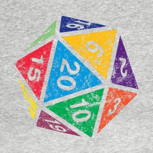 RPG Dice d20 | Distressed Multi Color T-Shirt